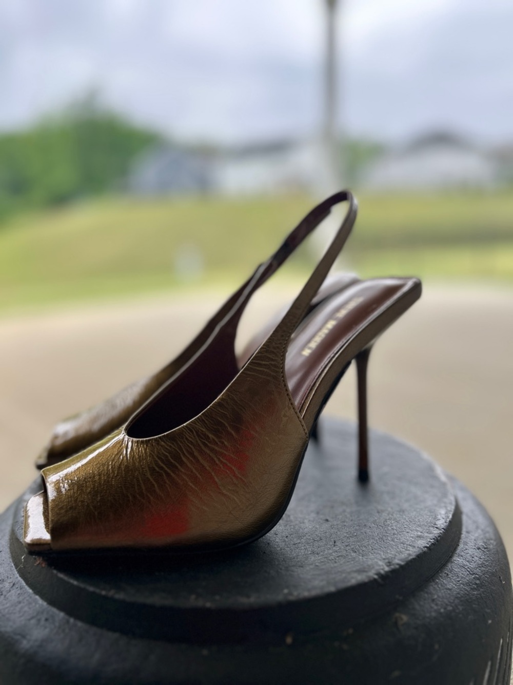 Steve Madden metallic gold peep-toe slingback pumps - Picture 5 of 5